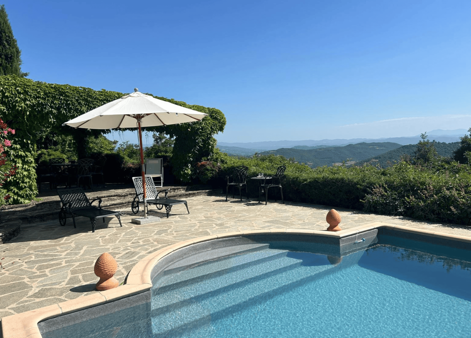 Swimming pool prepared for summer at a luxury villa