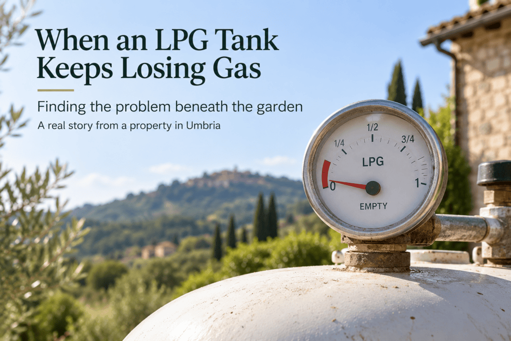 LPG tank losing gas at an Umbrian property